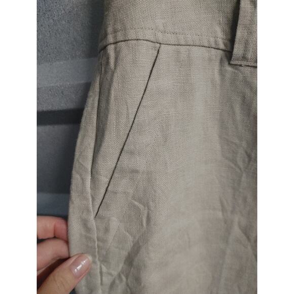 Michael Kors Womens Linen Pants Sz 12 Khaki Tan - Picture 3 of 6